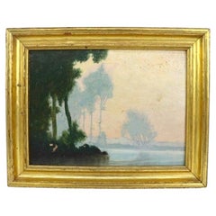 Antique Arthur Wesley Dow Oil On Board Tonalist Landscape Painting By Dow C1920
