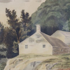 Antique Watercolor On Paper Landscape 19thC