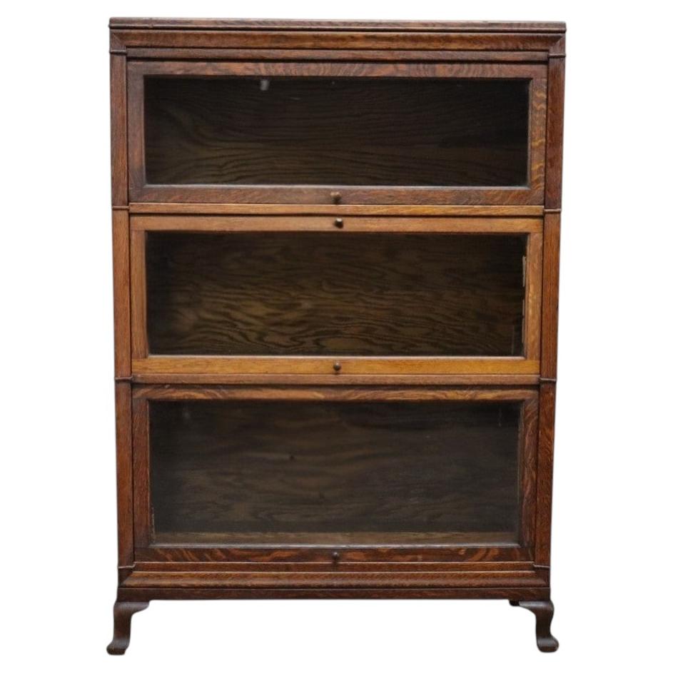 Arts & Crafts Macey Oak 3-Stack Barrister Bookcase Signed C1920