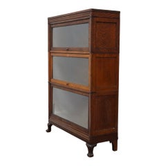 Arts & Crafts Macey Oak 3-Stack Barrister Bookcase Signed C1920