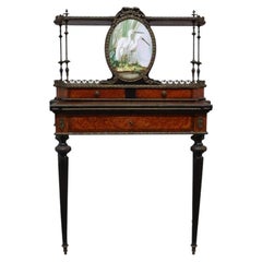 French Louis XVI Aesthetic Burl, Ebonized & Ormolu Bonheur du Jour C1880