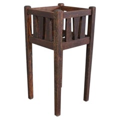 Arts & Crafts Mission Oak Slat Side Plant Stand C1920