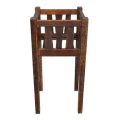 Arts & Crafts Mission Oak Slat Side Plant Stand C1920