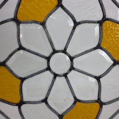 Arts & Crafts Octogonal Stylized Floral Beveled & Stained Leaded Glass Window