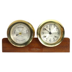 Seth Thomas Corsair Model E537-010 Brass & Mahogany Ship’s Clock Set C1968