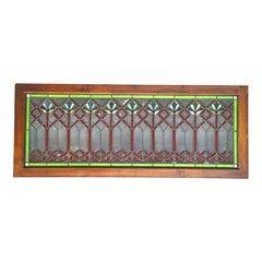 Pair Arts & Crafts Frank Lloyd Wright School Stained Leaded Glass Windows