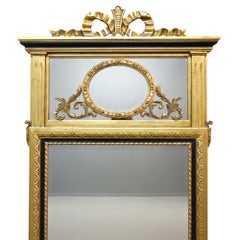 Vintage Italian Louis XV Gold Gilt Wood & Ebonized Pier Mirror C1940