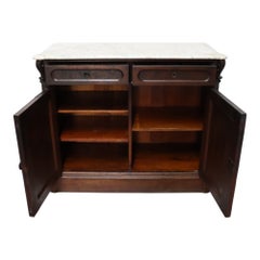 Renaissance Revival Carved Walnut Marble Top Sideboard With Grape Clusters C1890
