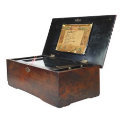 Antique Swiss Inlaid & Ebonized 10-Tune Music Box C1890
