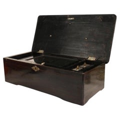 Swiss Ebonized & Hand Painted Cylinder Music Box C1890
