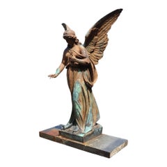 Klassische Gartenfigur „Engel“ aus Zink, nach Injalberts „Der Engel des Schicksals“
