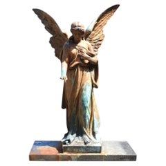 Klassische Gartenfigur „Engel“ aus Zink, nach Injalberts „Der Engel des Schicksals“