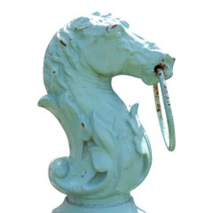 Cast Iron Horse Head Hitching Post With Lion Heads C1880