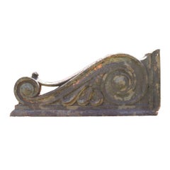 Pair Antique Cast Iron Architectural Scroll Form Corbels C1900