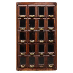 Oak Apocathary Cabinet With 20 Glass-Front Drawers C1900