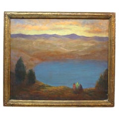 Arts & Crafts Newcomb Macklin Giltwood Frame With Landscape Painting C1920