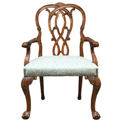 Ten Vintage Karges Chippendale Carved Mahogany Shield Back Dining Chairs C1950