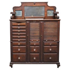 Harvard Dental Deluxe Model 32-Drawer Oak & Mirrored Dental Cabinet C1910