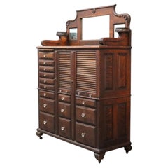 Harvard Dental Deluxe Model 32-Drawer Oak & Mirrored Dental Cabinet C1910