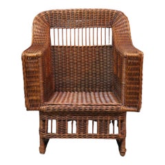 Gustav Stickley Mission Wicker Armchair, Arts and Crafts Style