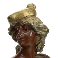 Pair Art Nouveau Carmen & Mignon Bronze Figures on Plinths 19thC