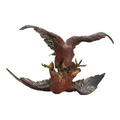 Austrian Franz Bergman (attr) Cold Painted Bronze Fighting Eagles C1890