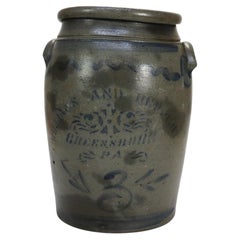 Williams & Repertoire Greensboro, PA 3-Gallon Blue Decorated Stoneware Crock