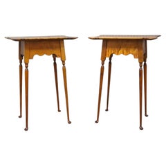 Pair River Bend LTD Federal Tiger Maple Butterfly Top Stands, Signed, 20thC