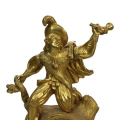 French Empire Figural Gilt Bronze Silk Thread Movement Mantle Clock C1830