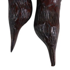 Black Forest Carved Hardwood Game Birds & Ribbon Wall Mounts c1890