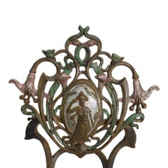 Art Nouveau Polychromed Bronze Table Top Easel With Figure C1920