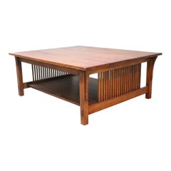 Stickley Oak Slat Side Coffee Table, Signed & Numbered, 20thC