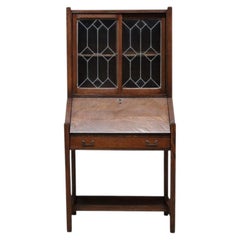 Arts & Crafts Mission Oak & Leaded Glass Secretary Desk C1920