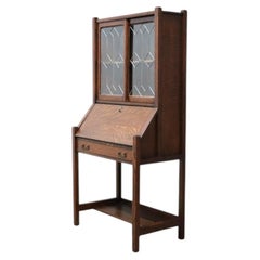 Arts & Crafts Mission Oak & Leaded Glass Secretary Desk C1920