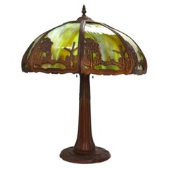 Arts & Crafts Miller Slag Glass Lamp C1920