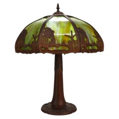 Arts & Crafts Miller Slag Glass Lamp C1920