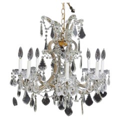 Antique Cut Crystal & Glass 8-Light Chandelier C1930
