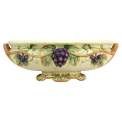 Weller Roma Console Bowl, Ivory-Glazed Pottery, Grape Motif, 1920