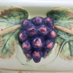 Weller Roma Console Bowl, Ivory-Glazed Pottery, Grape Motif, 1920