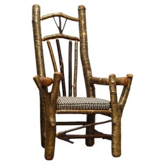 Oversized Vintage Old Hickory School Adirondack Twig Armchair 20thC