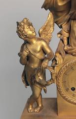 French Empire Figural Gilt Bronze Clock, circa 1820