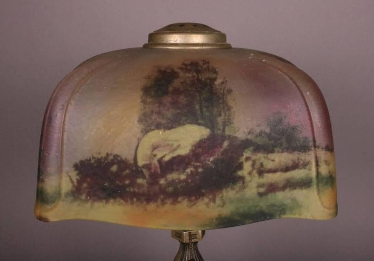 Arts and Crafts Pittsburgh Reverse Painted Table Lamp, circa 1920