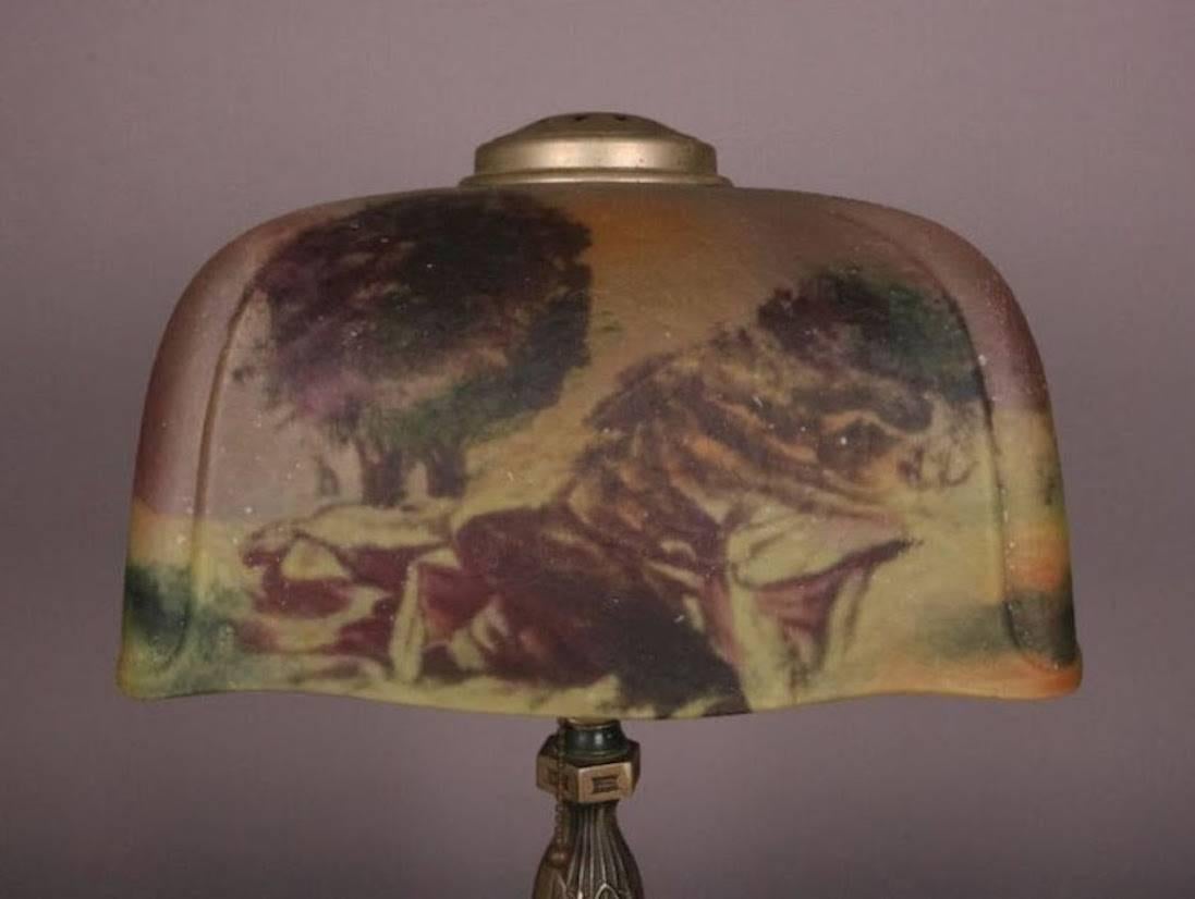 American Pittsburgh Reverse Painted Table Lamp, circa 1920