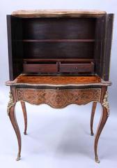 French Mahogany Bonheur Du Jour Lady's Desk with Marquetry & Sevres Plaques