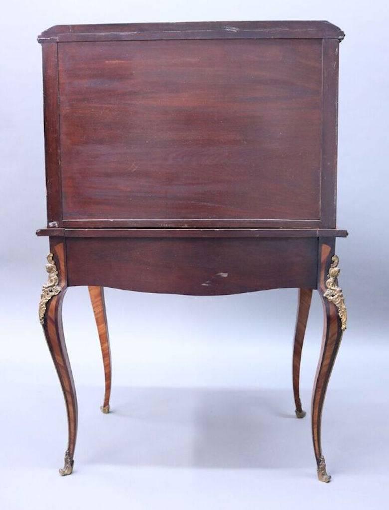 French Mahogany Bonheur Du Jour Lady's Desk with Marquetry & Sevres Plaques In Good Condition In Big Flats, NY