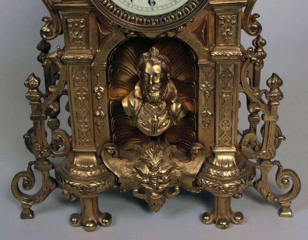 Antique Louis XV Style Gilt Bronze Clock Garniture Set, circa 1870 4