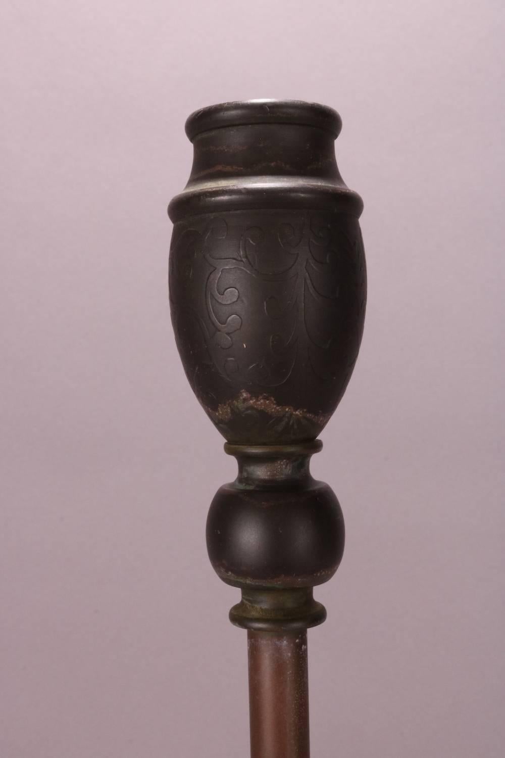 20th Century Rare Pair of Louis Comfort Tiffany Bronze Moorish Style Candlesticks, circa 1900
