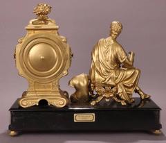 Pendule de cheminée ancienne en métal blanc bronzé d'Ansonia:: circa 1880