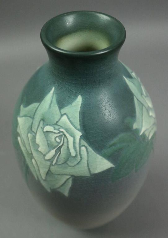 Antique Floral Rookwood Pottery Vellum Glazed Vase by Sara Sax with Rose, 1911 at 1stDibs