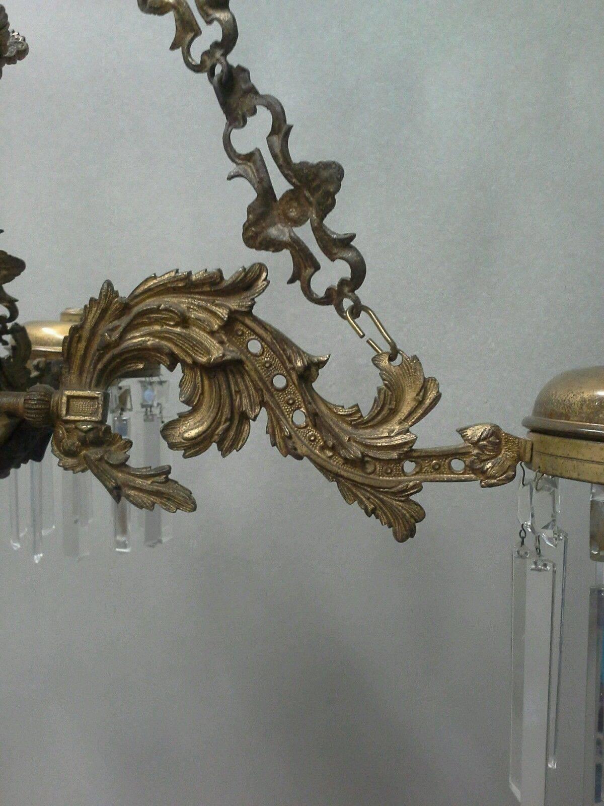 American Rare Antique Gilt Bronze 4-Light Solar Chandelier Henry Hooper & Co., Boston